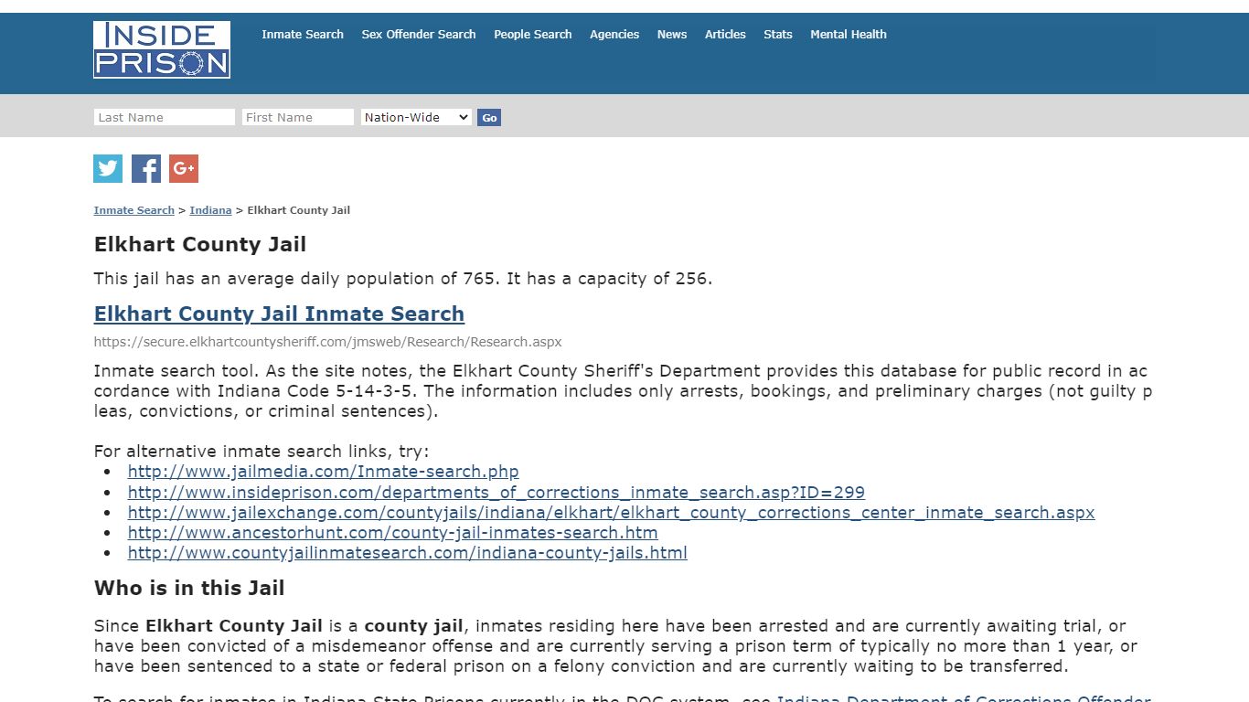 Elkhart County Jail - Indiana - Inmate Search